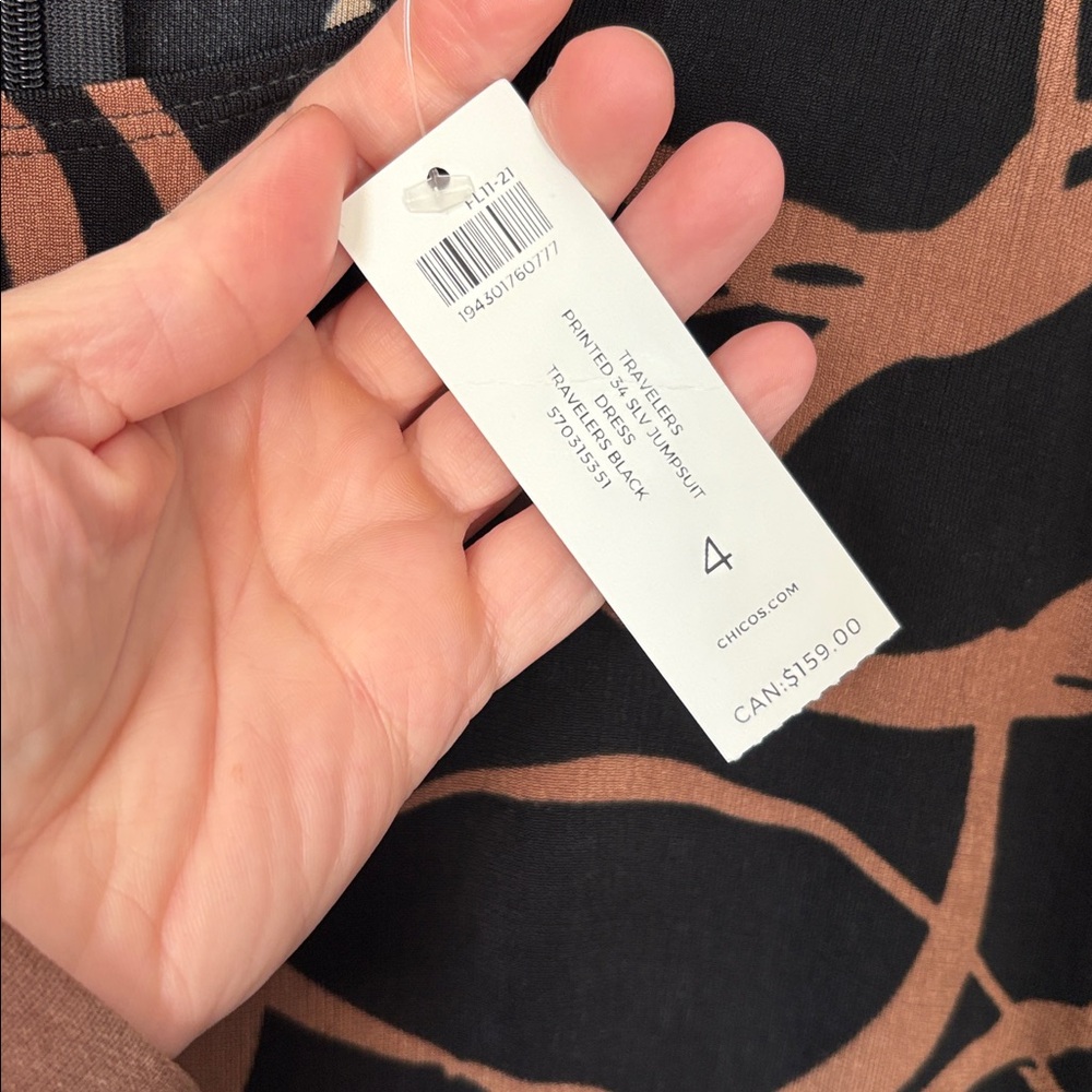 Chicos Jumpsuit NWT Size 4 Travelers 3/4 Sleeve - Picture 4 of 9